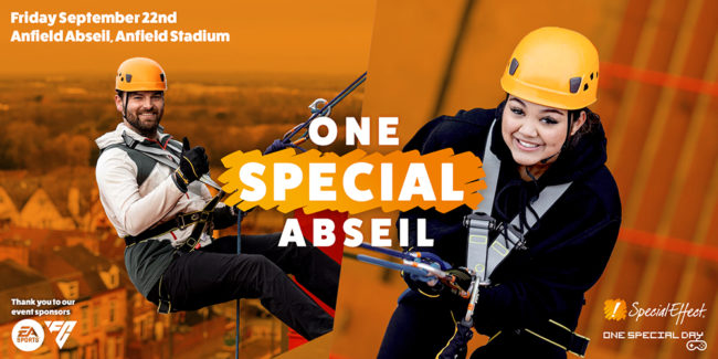 SpecialEffectAbseil Man and woman in hard hats abseiling off a building